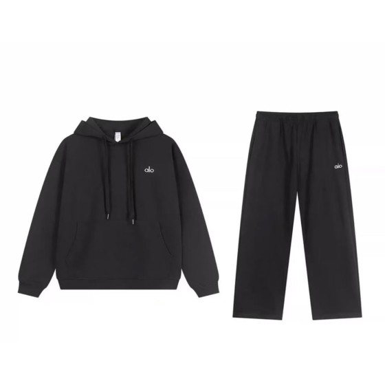 ALO Dark Grey Hooded Straight-Leg Suit